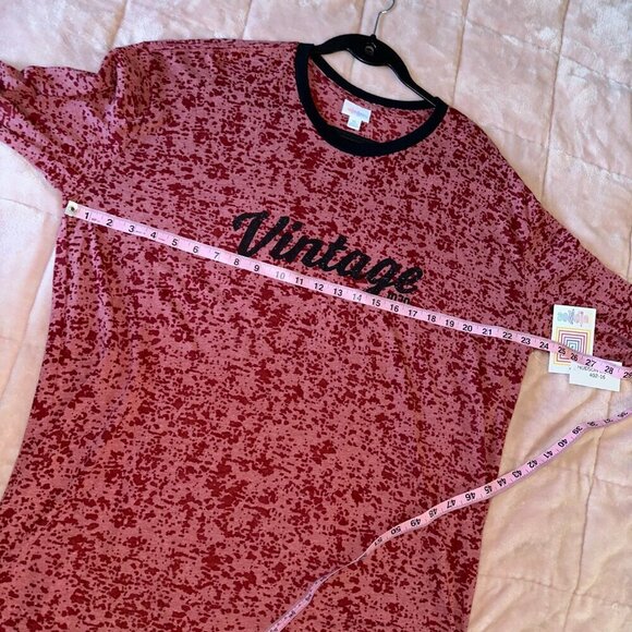 Vintage Long Sleeve Lularoe Shirt Pink Red Leopard Print Black Trim Women's XL - Picture 7 of 8